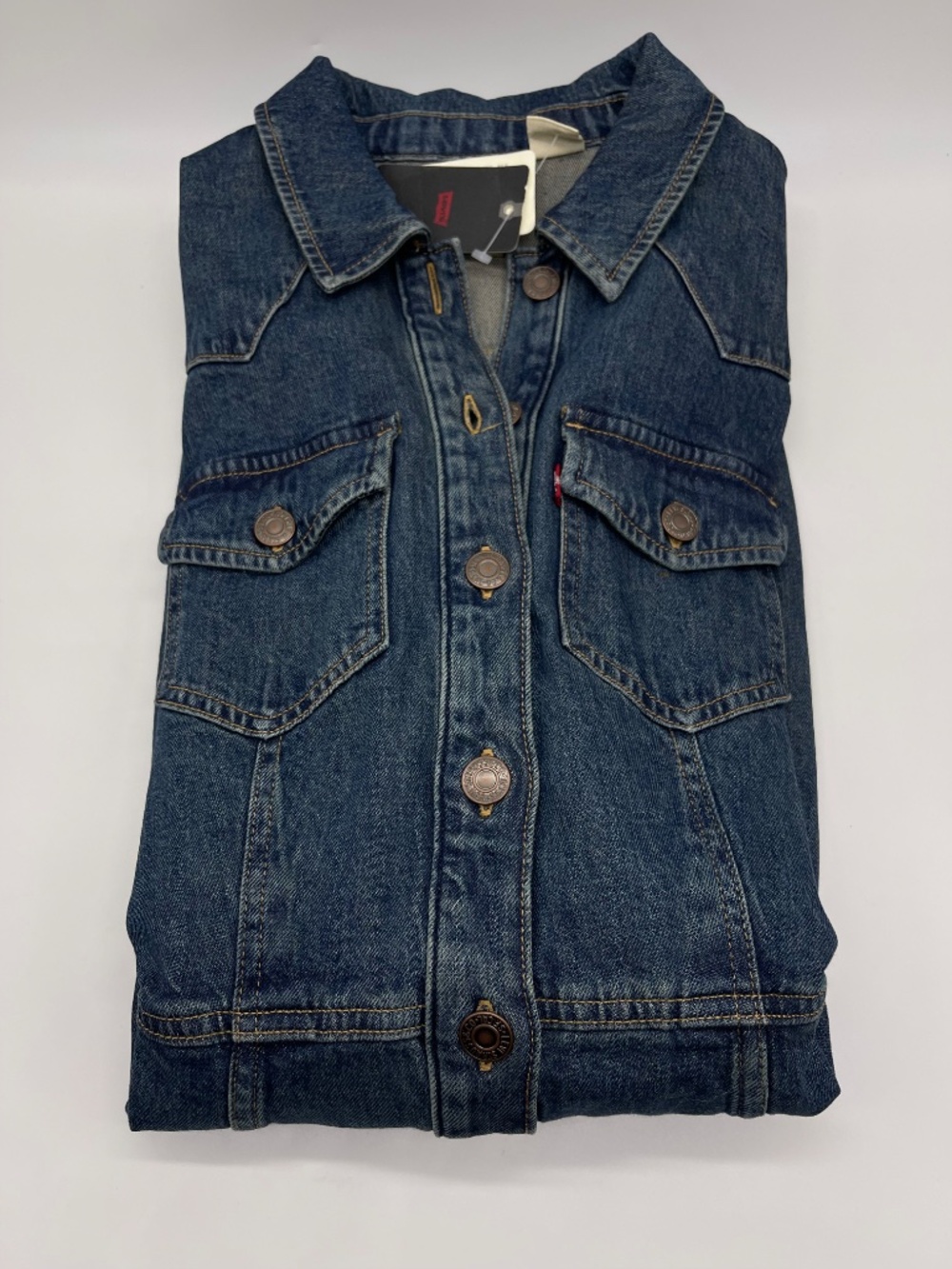 Levi's Flynn Western Denim Mini Dress Size Medium NWT Standard Fit Blue - Picture 16 of 16
